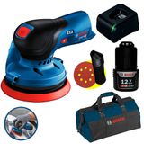 Lixadeira Roto Orbital 5 Pol À Bateria 12v Brushless Gex 12v-125 Bateria 2,0ah, Carregador Bivolt E Bolsa Bosch