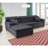 Sofá Retrátil e Chaise Orlando 240x210 chumbo