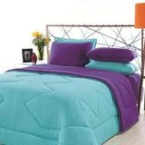 Edredom Dupla Face King Size Azul Turquesa com Roxo