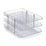 Caixa Organizadora Tripla Fixa De Acrílico De Mesa Cristal