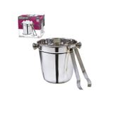 Balde De Gelo De Inox Redonda Com Alca E Pegador 1,5L