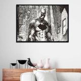 Quadro Decorativo Desenho Batman Preto E Branco 34x23cm