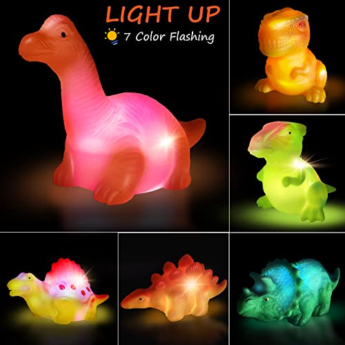 Brinquedos De Banho De Luz, 6 Pacotes De Brinquedos De Banheira De Dinossauro Flutuante