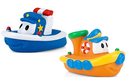 Nuby 2-pack Tub Rebocadores Flutuante Barco Brinquedos De Banho, Cores Maio V