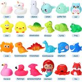 24 Packs Baby Bath Light Up Brinquedos, Borracha Flutuante Animal T