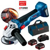 Esmerilhadeira Angular 18v 4.1/2 Pol 2 Baterias 4,0ah, Carregador Bivolt E Bolsa Bosch