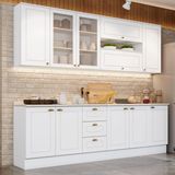 Cozinha Compacta 7 Peças com Aéreo de Vidro Emily Henn Branco