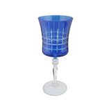 Taça Para Água Lapidada Em Cristal Ecológico Bohemia Grace 300ml Azul