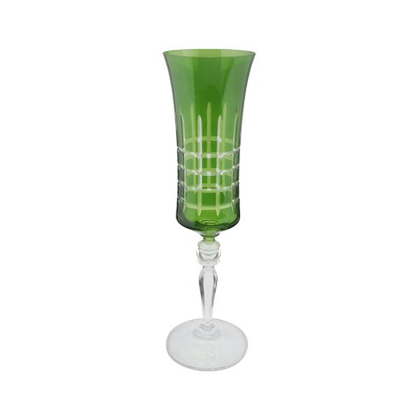 Taça Para Champanhe Lapidada Em Cristal Ecológico Bohemia Grace 190ml Verde