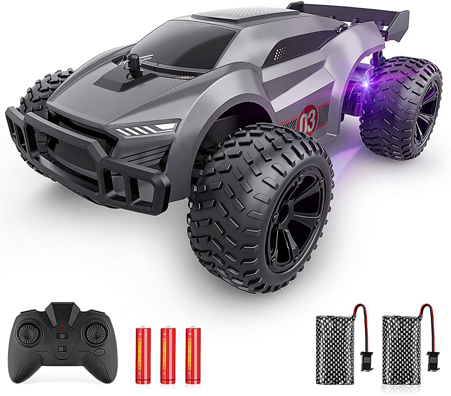 Carro Off-road De Controle Remoto Epochair Com 2,4 Ghz De Alta Velocidade, Luzes Led Coloridas E Bateria Recarregável. Ideal Para C