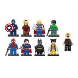 9 Pcs Marvel Avengers Super Herói Comic Mini Figuras Dc Minif