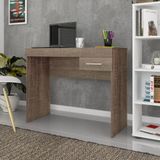 Mesa Escrivaninha Computador 1 Gaveta Multiuso Organizador Home Office Quarto Artely Marrom Madeira