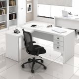 Mesa De Escritório Em L 3 Gavetas Me4106 Tecno Mobili - Branco