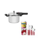 KIT - Panela de pressão inox 4,5l Brava + Faqueiro 30pçs Vermelho - Tramontina