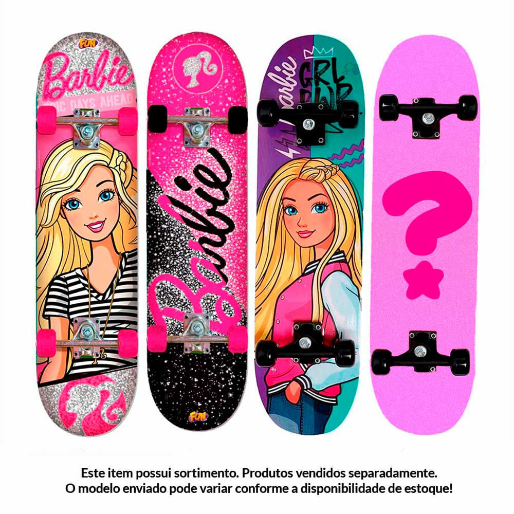 Skate Com Kit Protecao Barbie Teen Sortido Fun Divirta Se