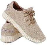 Tênis Meia Masculino Leve Macio Caminhada Confortável Knit Bege 37