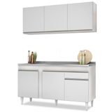 Armário Aéreo Argélia E Balcão Gabinete Com Pia Inox 150cm Dakota Branco - Lumil