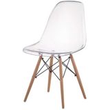 Cadeira Eames Policarbonato Incolor Base Madeira 17382