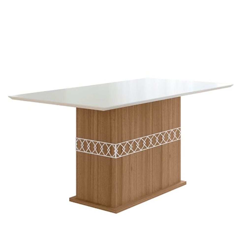 Mesa Para Sala De Jantar 160cm Retangular Tampo Chanfrado Agata Poliman