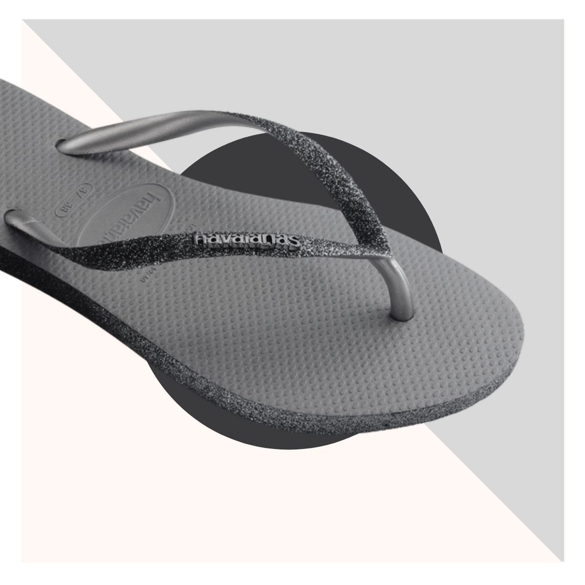 chinelo havaianas glitter cinza