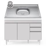 Balcão Gabinete Com Pia Inox 120cm Michigan Branco - Lumil