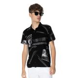 Camisa Juvenil Masculina Estampada Minty Preto 16