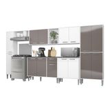 Cozinha Compacta Com Armário E Balcão Xangai Blues Multimóveis Branca/lacca Fumê