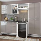 Cozinha Compacta com Armário e Balcão Xangai Multimóveis VM2840 Branca/Lacca Fumê