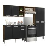 Cozinha Compacta C/ 3 Leds 3 Pçs Pequim Multimóveis V3413 Nogueira/preta