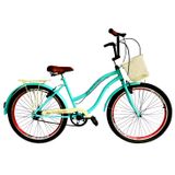 Bicicleta Retrô Feminina Aro 26 Com Cesta Sem Marcha Tiffany