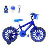 Bicicleta Infantil Masculina Aro 16 Nylon + Kit Passeio Azul