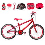 Bicicleta Infantil Aro 20 Aero + Kit Proteção Vermelha
