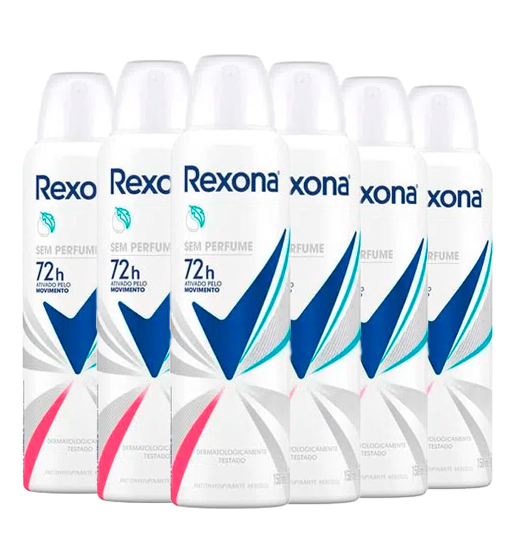 Kit Desodorante Aerosol Rexona Sem Perfume 150ml - 6 Unidades