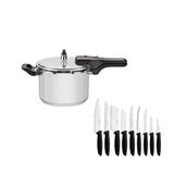 KIT - Panela de pressão inox 4,5l Brava + Jogo de facas Plenus 9 pçs - Tramontina