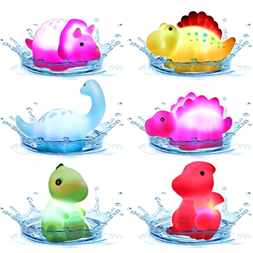 Brinquedos De Banho De Dinossauro - Toyofun 6 Pack Light Up Flashing Colo