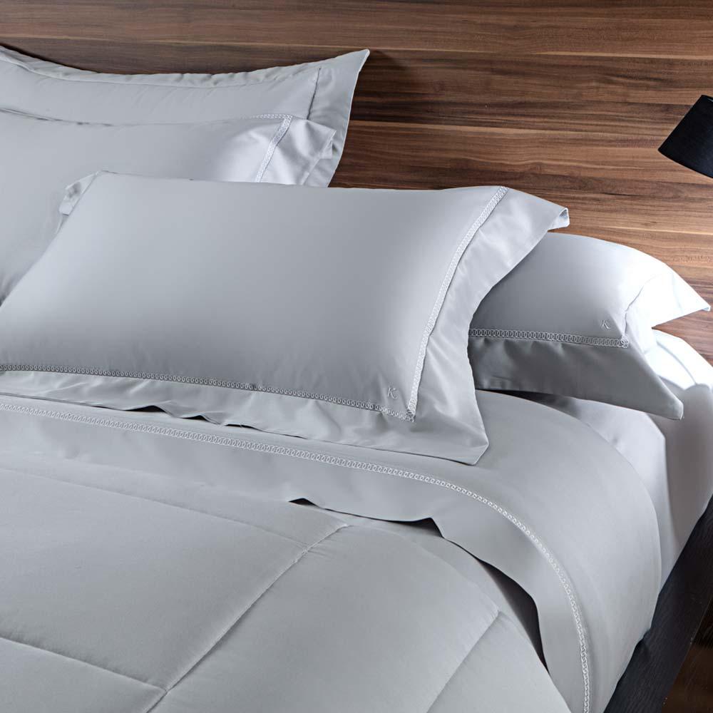 Jogo De Cama Casal 300 Fios Bordado Istambul - Linha K Prata/branco