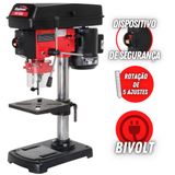 Furador De Bancada Profissional Kajima Fb1300 Elétrico Bivolt 1/3hp 5 Velocidades Furos 50mm Mandril 1,5 A 13mm Mesa Ajustável Protetor De Cavacos