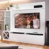 Rack com Painel TV 60' 1 Porta Vidro Branco Lilies Móveis