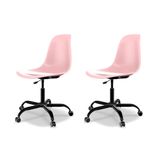 Conjunto Com 2 Cadeiras De Escritório Secretária Eames Office Rosa E Preto