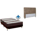 Cama Box Queen Crc Colchao Ortopedico Ortobom Cabeceira Imperatriz Suede Marrom