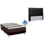 Cama Box Queen Crc Colchao Ortopedico Light Ortobom Cabeceira Dama Courano Preto