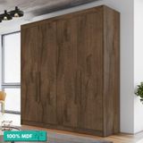 Guarda-roupa Casal 100% Mdf 4 Portas 3 Gavetas 13 Nichos Nantes Europa Braúna