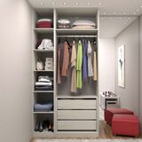 Guarda Roupa Closet 2 Módulos Sem Porta 3 Gavetas E 1 Cabideiro Prime Luciane Móveis