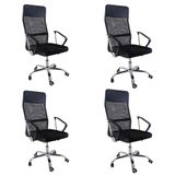 Kit 4 Cadeiras De Escritorio Nagano Tela Mesh Ergonômica - Preto