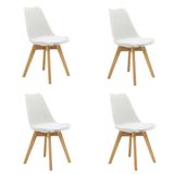 Kit 4 Cadeiras Saarinen Wood Com Estofamento Branco