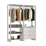 Guarda Roupa Closet 2 Peças com 2 Cabideiros 3 Gavetas e 4 Nichos Yes Nova Mobile Branco