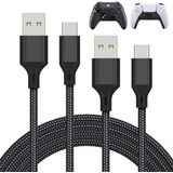 2 Cabo de carregamento do carregador de pacote para controlador PS5/Xbox Series X/Xbox Series S Controller, Substituição USB C Cordão Trançado Tipo-C