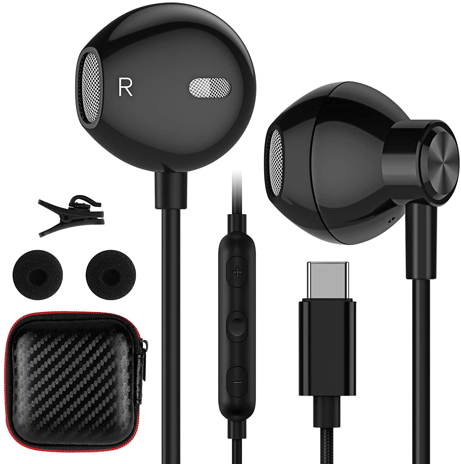 Fones Usb C Fones De Ouvido, Acaget Galaxy S21 Ultra Earbuds Fone De Ouvido Com Fio Fone De Ouvido Para Android Semi In Ear Usb Tipo C Fone