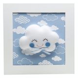 Quadro Decorativo Nuvem Com Carinha Azul Bebê Infantil