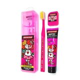 Kit Romero Britto Rosa Estojo Escova Fio E Creme Dental